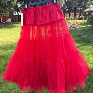 Hell Bunny Vibrant Red Multi-Layered Tulle Skirt